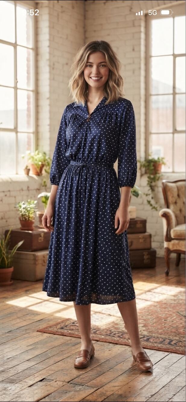 Vintage 60's Squire Dress Polka Dot Midi Dress